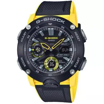 Casio G-SHOCK Мужские часы GA-2000-1A9JF Carbon Core Guard, желтые, японская модель