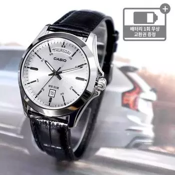 Casio Классические мужские повседневные кожаные часы Day Date