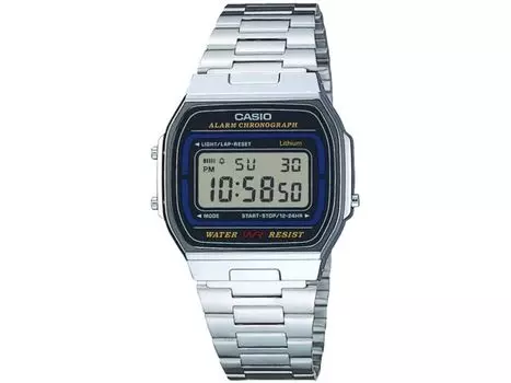 Casio Коллекция A164WA-1QJH Мужские часы Серебряный Цифровые блистерная упаковка светодиодная подсветка