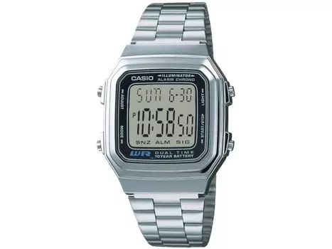 Casio Коллекция A178WA-1AJH Мужские часы из нержавеющей стали, серебристые, цифровые, НОВЫЕ