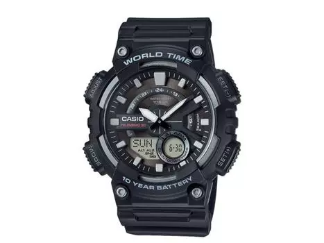 Casio Коллекция AEQ-110W-1AJH Мужские часы Черный блистерная упаковка Секундомер НОВЫЙ