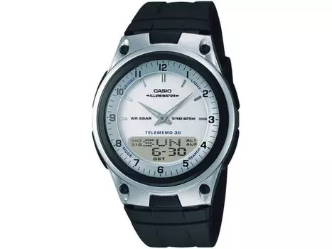 Мужские часы CASIO Collection AW-80-7AJH, черно-белые, аналоговые и цифровые, светодиодная подсветка
