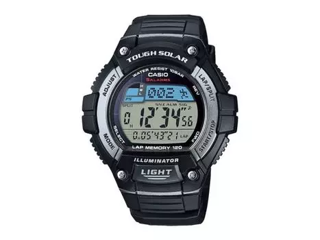 Casio Коллекция W-S220-1AJH Мужской черный браслет из смолы светодиодный будильник с солнечной батареей