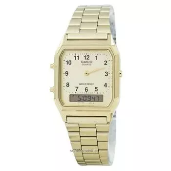 Casio Кварцевые аналогово-цифровые мужские часы AQ-230GA-9B золотой