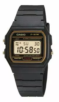 Casio LCD Digital Watch Black Resin Band Men s F-91WG-9QEF