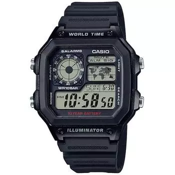 CASIO Men s AE-1200WH-1AJH [CASIO Collection AE-1200 Rubber Band] Square Watch Black Resin Digital
