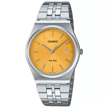 Casio Men s Analog Quartz Watch Stainless Steel Strap MTP-B145D-9AVEF, Yellow, Minimalist
