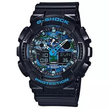 CASIO Men s G-SHOCK GA-100CB-1AJF [COOL BLUE] Round Watch Black Resin Digital Analog