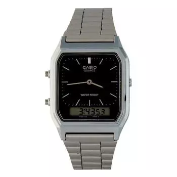 CASIO Металлический ремень Серебристо-черный циферблат унисекс наручные часы [P] AQ-230A-1D/AQ230A-1D Ana-Digi [Товар]