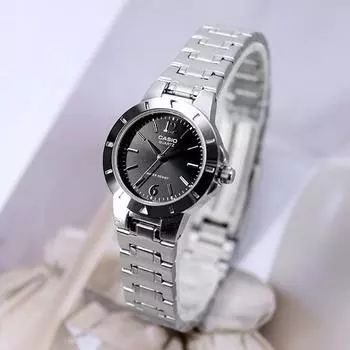 CASIO Минеральное стекло Круглые ежедневные 3-ступенчатые складные стальные часы 1177 Черный A