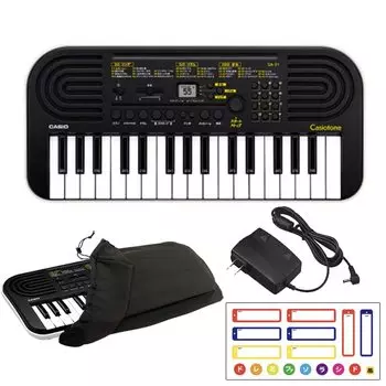 CASIO Mini Keyboard Dedicated AC адаптер пылезащитный чехол набор Do Re Mi наклейка SA-51 (черный) + AD-E95100LJ + [Включено имя]