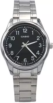 Casio MTP-V005D-1B4 Мужские стандартные аналоговые часы из нержавеющей стали с черным циферблатом