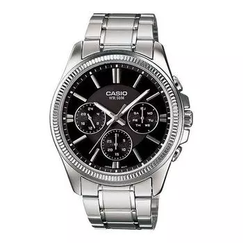 Casio Мужские Часы Черный Серебристый
