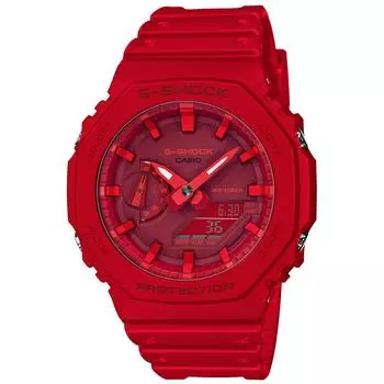 Casio Мужские часы G-Shock Carbon Core Guard GA-2100-4AJF красные, оригинальные, отечественные