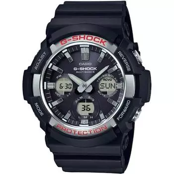 CASIO Мужские часы G-SHOCK GAW-100-1AJF [Bic Case Radio Wave Solar Silver] Круглые часы из черной смолы