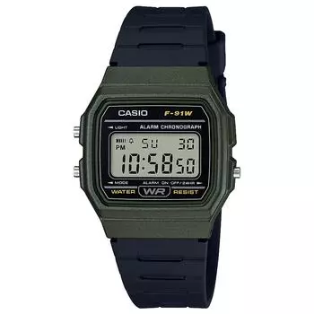 [Casio] Мужские часы, коллекция Casio F-91WM-3AJH, черные цифровые ретро-часы