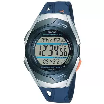 [Casio] Мужские спортивные часы, коллекция Casio, секундомер, функция Lap/Split, модель STR-300J-2AJH, синие