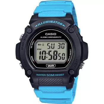 [CASIO] Мужские стандартные цифровые часы W-219H-2A2V Aqua Blue, доступная цена Casio, импортная, международная модель