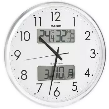 Casio Настенные часы настенные радиочасы серебряные аналоговые жилая среда температура влажность календарь дисплей ITM-650J-8JF