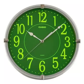 Casio Настенные часы серебряные диаметр 34 см аналоговые непрерывная секундная стрелка фокусировка света IQ-56SA-8JF