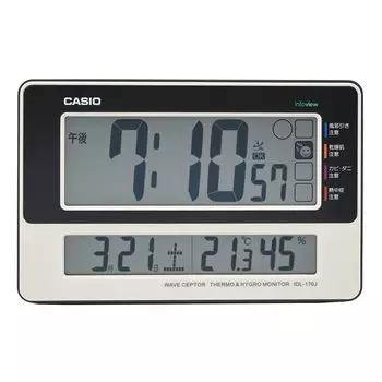 CASIO Настольный радиоуправляемый календарь можно использовать как подставку IDL-170J-7JF Часы, Часы, Белые, Цифровые, Температура, Влажность, Дисплей,