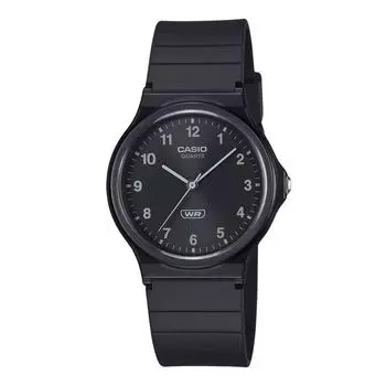 Casio POP аналоговые био-резиновый ремешок черный циферблат кварцевые часы MQ-24B-1B унисекс чёрный