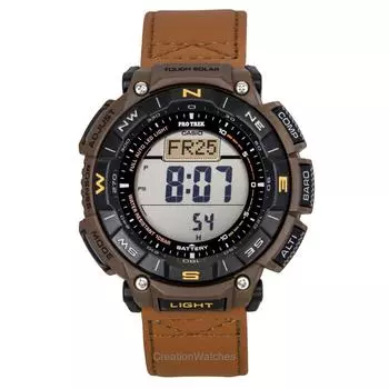 Casio Pro Trek Climber Line цифровые кожаные часы с солнечным ремешком PRG-340L-5 100M мужские часы чёрный