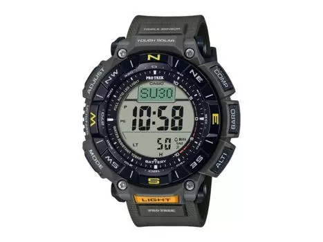 Casio Часы PRO TREK PRG-340-3JF Climber Line с тремя датчиками и солнечной батареей, зеленые, 51,7 мм