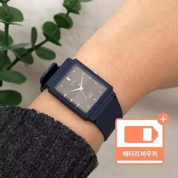 Casio Аналоговые наручные часы CSAT для публичного малошумного теста, подарок для экзаменуемого, матово-синие + билет на замену батареи