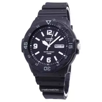Casio Quartz Analog 100M Black Resin Strap MRW-200H-1B2VDF MRW200H-1B2VDF Мужские часы чёрный