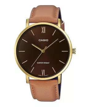 CASIO Quartz Watch Gold x Tan Leather Band Overseas Model [Casio] Men s MTP-VT01GL-5B [Item]