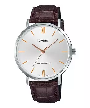 CASIO Quartz Watch Silver x Brown Leather Band Overseas Model [Casio] Men s MTP-VT01L-7B2 [Parallel Import]