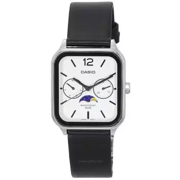 Casio Standard Analog Moon Phase Leather Strap White Dial Quartz MTP-M305L-7A Мужские часы белый