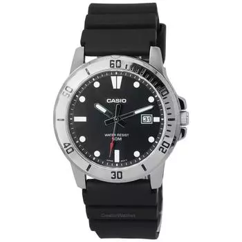 Casio Standard Analog Resin Strap Black Dial Quartz MTP-VD01-1E MTPVD01-1E Мужские часы чёрный