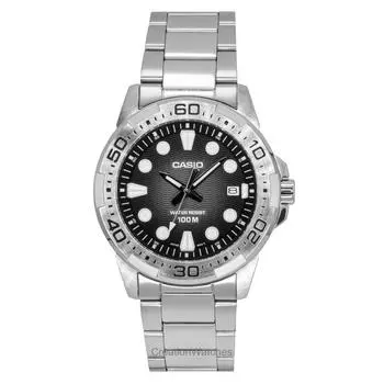 Casio Standard Analog Stainless Steel Black Dial Quartz MTD-140D-1AV 100M Men s Watch чёрный