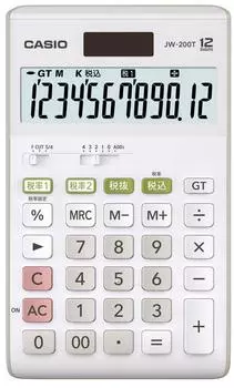 Casio Standard Calculator W Tax Rate SettingTax Calculation Just Type 12 Digits JW-200T-N White