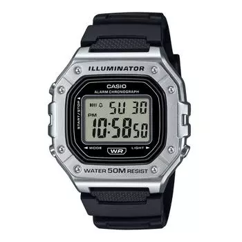 Casio Standard Digital с ремешком из смолы кварцевые мужские часы W-218HM-7AV чёрный