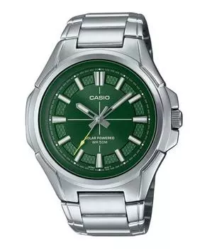 Casio Стандартные аналоговые часы из нержавеющей стали с зеленым циферблатом на солнечных батареях MTP-RS100D-3AV мужские часы зелёный
