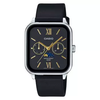 CASIO Стандартные аналоговые часы с фазами Луны, черный кожаный ремешок, черная модель Overseas [Casio] Мужские MTP-M305L-1A2V [Параллельный импорт]