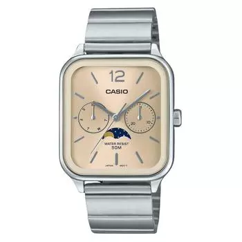 Casio Стандартные аналоговые фазы Луны из нержавеющей стали с циферблатом цвета шампанского, кварцевые мужские часы MTP-M305D-9AV шампанского