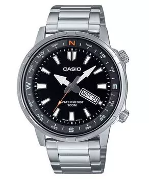 Casio Стандартные аналоговые кварцевые часы из нержавеющей стали с черным циферблатом MTD-130D-1A4V 100M для мужчин чёрный