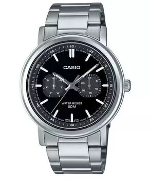 Casio Стандартные аналоговые кварцевые часы из нержавеющей стали с черным циферблатом MTP-E335D-1EV для мужчин чёрный