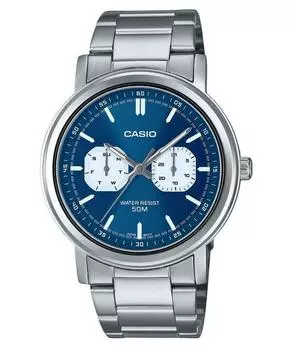Casio Стандартные аналоговые кварцевые часы из нержавеющей стали с синим циферблатом MTP-E335D-2E1V для мужчин синий
