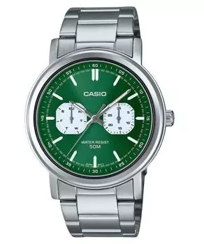 Casio Стандартные аналоговые кварцевые часы из нержавеющей стали с зеленым циферблатом MTP-E335D-3EV для мужчин зелёный