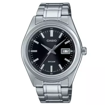 Мужские часы Casio Standard Analog из нержавеющей стали с черным циферблатом, кварцевые MTP-B180D-1A1V чёрный