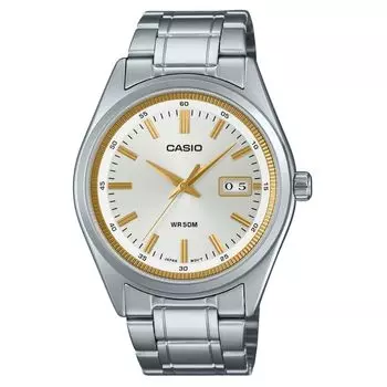 Casio Стандартные аналоговые кварцевые часы из нержавеющей стали с серебристым циферблатом MTP-B180D-7AV для мужчин серебряный