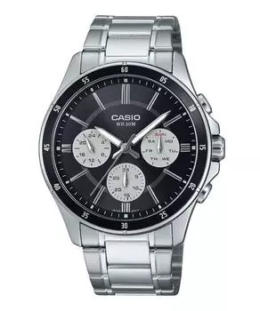 Casio Стандартные аналоговые ионно-покрытые нержавеющая сталь черный циферблат кварцевые часы MTP-1374D-1A3V мужские чёрный