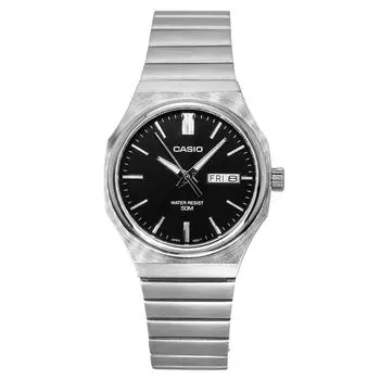 Мужские часы Casio Standard Analog из нержавеющей стали с черным циферблатом, кварцевые MTP-E735D-1AV чёрный
