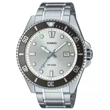 Casio Стандартные аналоговые кварцевые часы MDV-107D-7AV 200M из нержавеющей стали с серебристым циферблатом для мужчин серебряный