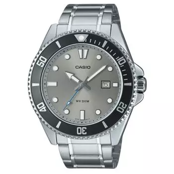 Casio Стандартные аналоговые кварцевые часы MDV-107D-8AV 200M из нержавеющей стали с серым циферблатом для мужчин серый